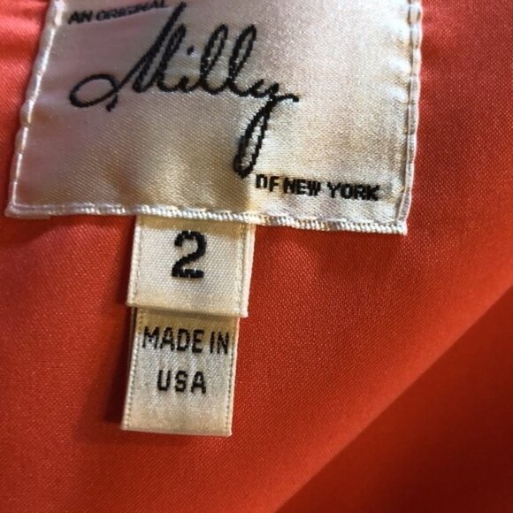 Milly of New York Orange and Beige Spaghetti Strap Waisted Fit and Flair Dress - Picture 11 of 13